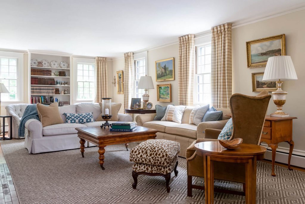 living room from Crisp Casual Interior Design Project by Gale Michaud Interiors