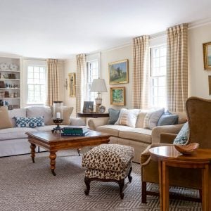 living room from Crisp Casual Interior Design Project by Gale Michaud Interiors