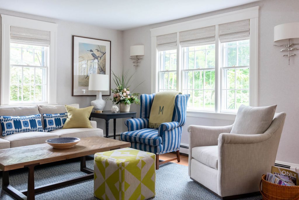 sitting room area from Crisp Casual Interior Design Project by Gale Michaud Interiors