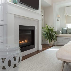 Gale Michaud Interiors interior design Master Bedroom with fireplace - Black Rock gallery