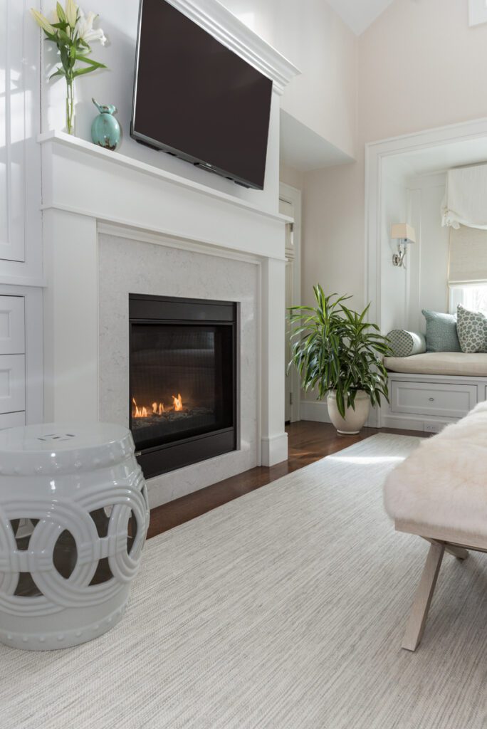 Gale Michaud Interiors interior design Master Bedroom with fireplace - Black Rock gallery