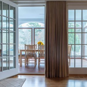 Enclosed porch - historic estate interior design renovation by Gale Michaud Interiors