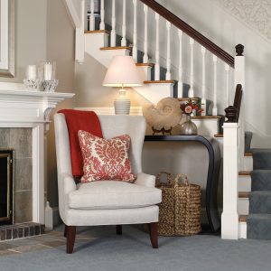 Gale Michaud Interiors - waterfront fireplace and sitting area