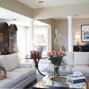 Gale Michaud Interiors - waterfront living room interior design